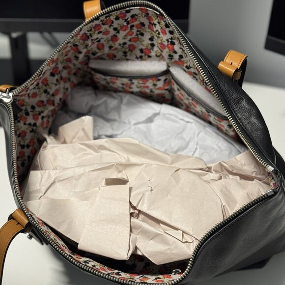 NWT VERA BRADLEY Gallatin Genuine Leather Large Shoulder Tote Bag Black 22318481 - Picture 2 of 9